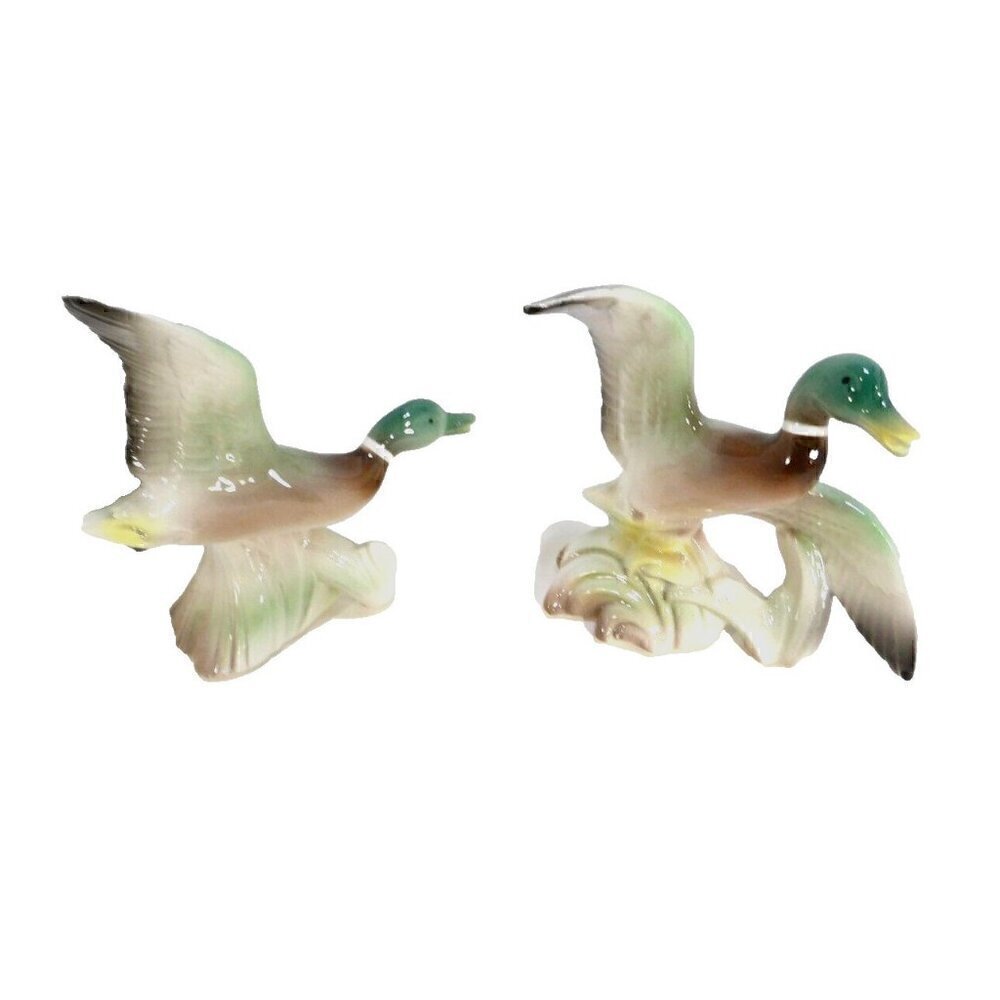 Porcelain ducks figurines vintage approx 6.5 - 7.5" tall set of two